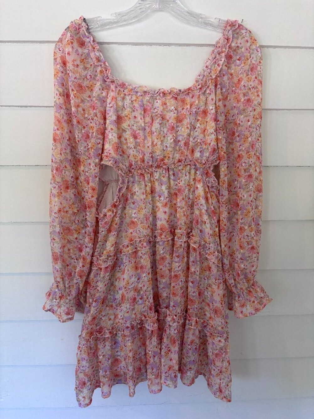 Jessica Simpson Floral Cutout Tiered Mini Dress Size Small